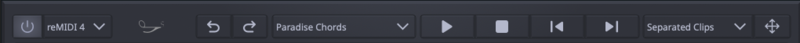 Screenshot showing the main toolbar section of the reMIDI 4 interface